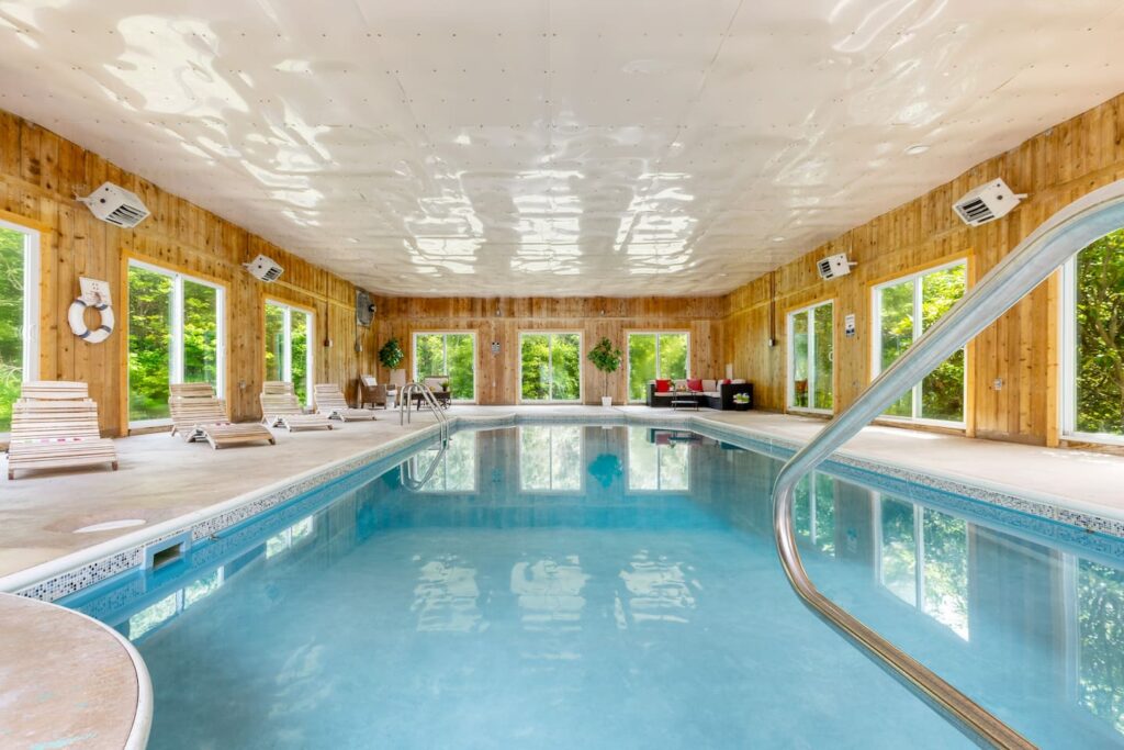 Indoor Pool in Lake Ariel Pennsylvania near Scranton heated pool salt water pool luxurious vacation home